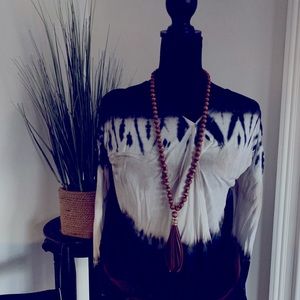 INC Wrap Tie Dye Top- Blues- M